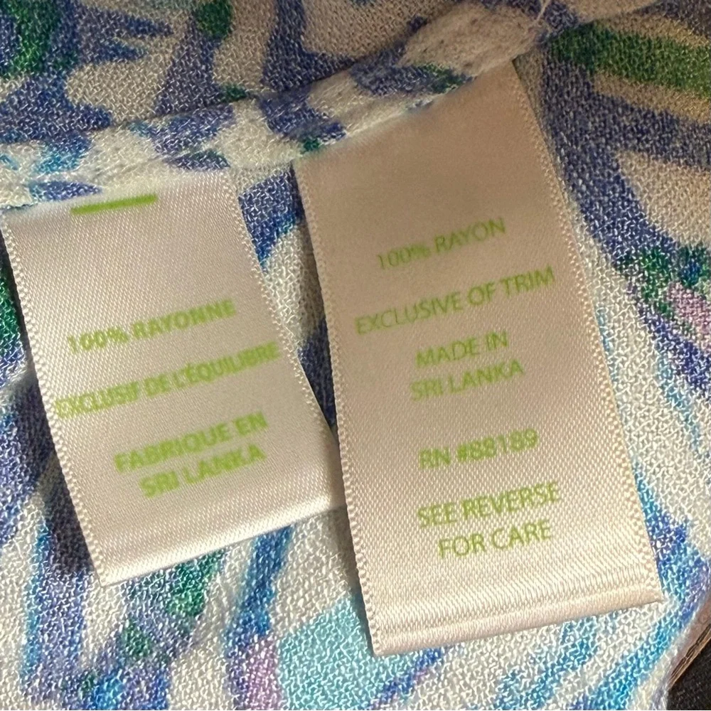 Lilly Pulitzer Jane Blue & Green Retro Size 6 Mod Dress White Trim Gold Zipper - Picture 9 of 9